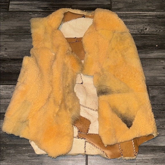 Other - Men’s XL western  Shearling Jacket patchwork leather fur 70s shagadelic p